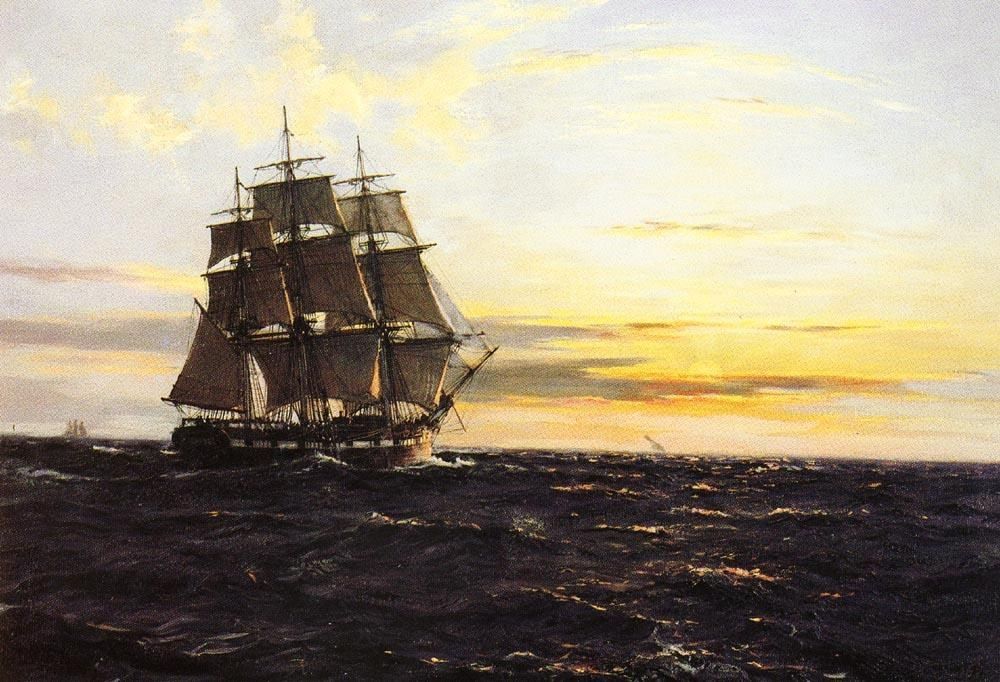 Montague Dawson Into The Westerly Sun